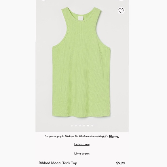 H&M lime green ribbed modal tank top - Picture 4 of 6